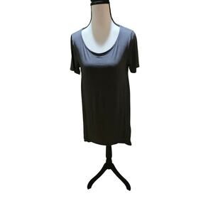 Zenana Gray Shark Bite Tunic Top Soft Stretch Knit Legging Friendly Shirt M